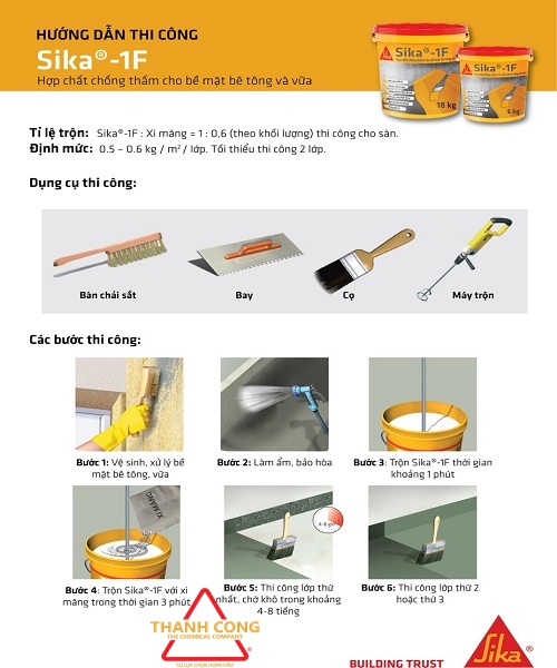 HƯỚNG DẪN THI CÔNG SIKA 1F TẠI TPHCM
