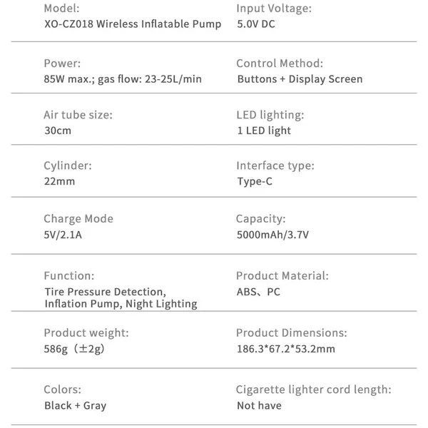 Máy Bơm Hơi Di Động XO CZ018 - Giải Pháp Khẩn Cấp, Nhanh Gọn Cho Mọi Chuyến Đi.