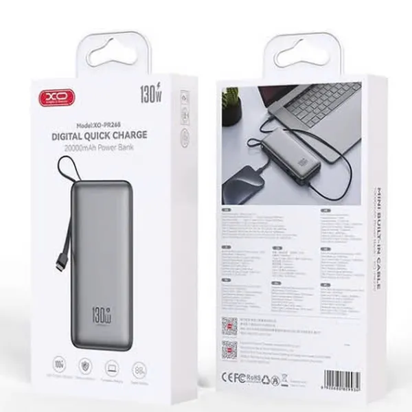 Sạc dự phòng XO PR268 - Công suất 130W, sạc nhanh mọi thiết bị, giá tốt