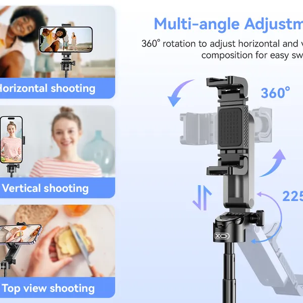 (LW) Gậy Chụp Ảnh 4in1 XO SS21 (LW) Kèm Đèn Trợ Sáng: Đa năng, nhỏ gọn, đỉnh cao mọi khung hình.