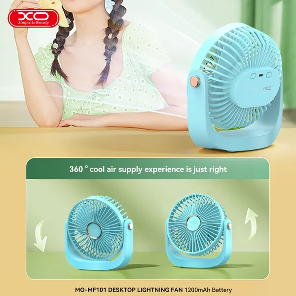 Quạt mini để bàn XO MF101 - Pin 1200mAh, xoay 180°, 5 cấp gió