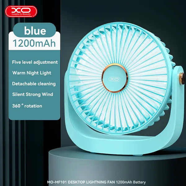 Quạt mini để bàn XO MF101 - Pin 1200mAh, xoay 180°, 5 cấp gió
