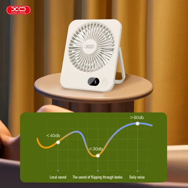 Quạt mini để bàn XO MF99 - Gấp gọn, màn hình LED, pin 1200mAh