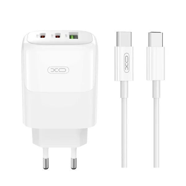 Bộ sạc nhanh 65W đa năng XO L139 EU - Sạc cùng lúc 3 thiết bị, kèm cáp sạc Type C
