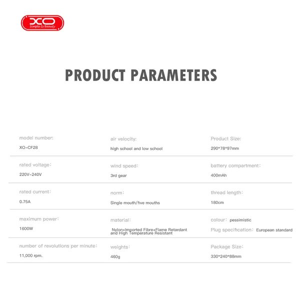 Sở Hữu Ngay Máy sấy tóc Tốc Độ Cao XO CF28, Động Cơ Không Chổi Than, Bảo Vệ Tóc Từ Gốc