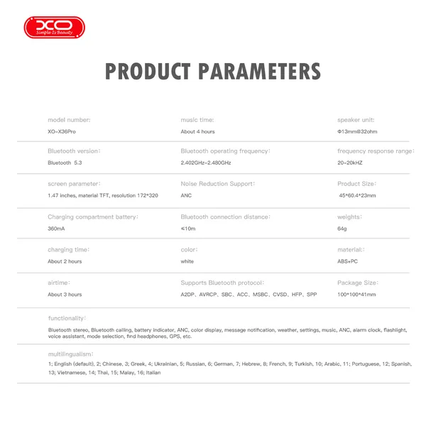 Tai nghe airpods XO X36 Pro: Công nghệ vượt trội, màn hình hiển thị pin, kết nối Bluetooth 5.3