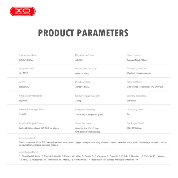 Đồng Hồ Thể Thao XO M10Ultra - Theo Dõi Sức Khỏe Toàn Diện, Thiết Kế Mạnh Mẽ