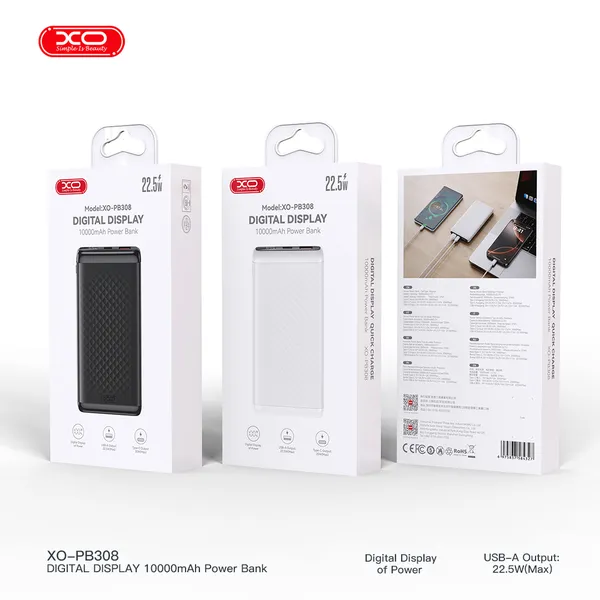 Sạc dự phòng XO PB308 10.000mAh - Sạc nhanh 22.5W, nhỏ gọn, tiện lợi