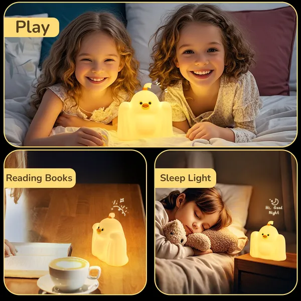 Đèn Ngủ Vỗ Tay Silicon XO OZ15 - Ánh Sáng 3 Cấp Độ, Thiết Kế "Vịt Ma" Cực Cute - XO OZ15 Ghost Duck.
