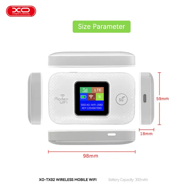 Bộ phát wifi di động XO TX02 - Tốc độ 150Mbps, pin 3000mAh, kết nối hơn 8 thiết bị cùng lúc