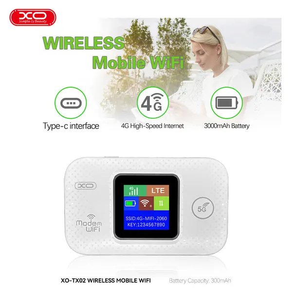 Bộ phát wifi di động XO TX02 - Tốc độ 150Mbps, pin 3000mAh, kết nối hơn 8 thiết bị cùng lúc