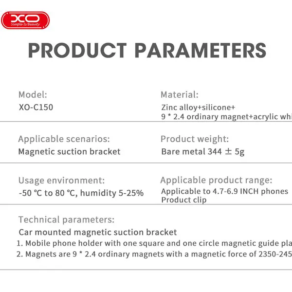 XO C150: Giá Đỡ Điện Thoại Nam Châm, Phụ Kiện Cao Cấp Cho Ô Tô.