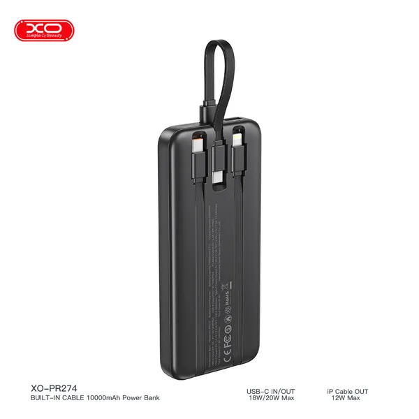 Sở hữu ngay sạc dự phòng có dây XO PR274 - Tích hợp cáp sạc 22.5W, màn hình LED