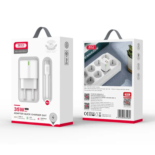 Bộ sạc nhanh XO CE07 PD35W - Củ sạc 2 cổng đa năng,siêu tốc
