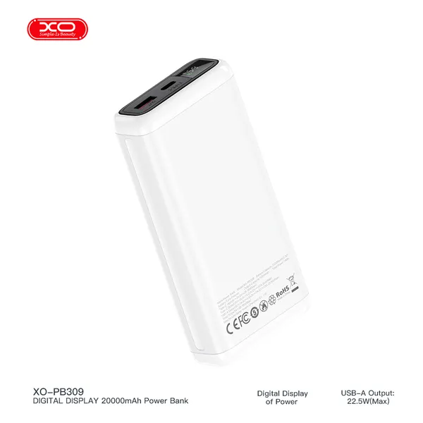 Sạc dự phòng XO PB309 - 20.000mAh, sạc siêu nhanh 22.5W, dung lượng khủng