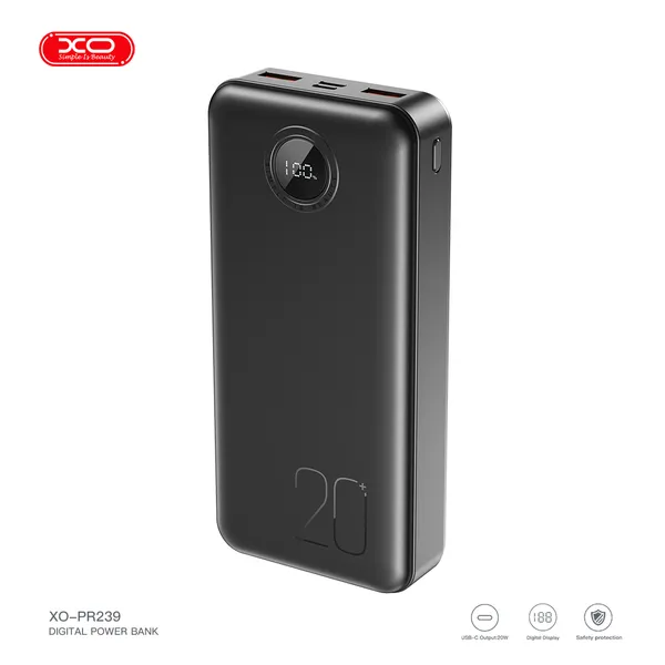 Sạc dự phòng XO PR239 - 20.000mAh, sạc nhanh PD 22.5W, màn hình LED