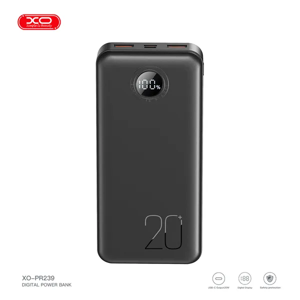 Sạc dự phòng XO PR239 - 20.000mAh, sạc nhanh PD 22.5W, màn hình LED