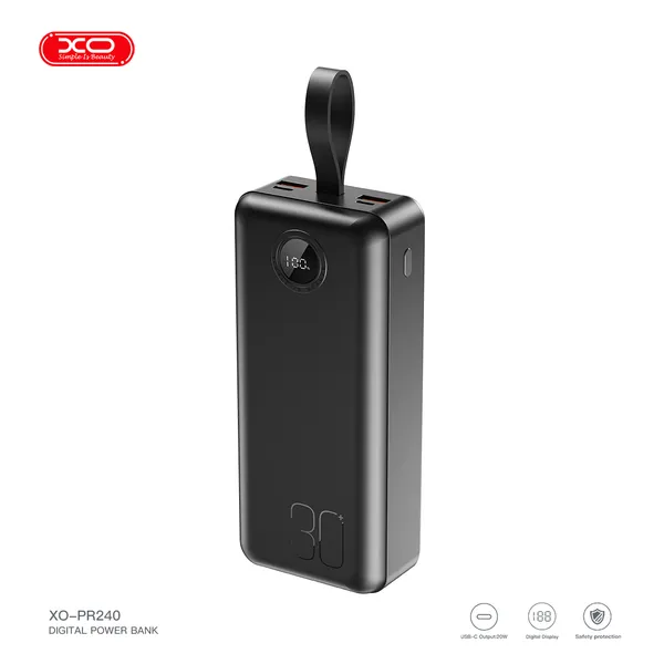 Sạc dự phòng XO PR240 - 30.000mAh, sạc nhanh PD 22.5W, màn hình LED