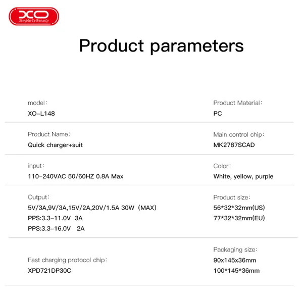 Sạc nhanh PD30W XO L148 - Nhanh hơn, an toàn hơn, tương thích mọi thiết bị.