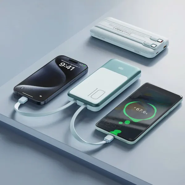 Sạc dự phòng XO PR248 - 10.000mAh, sạc nhanh đa năng, kèm 2 dây