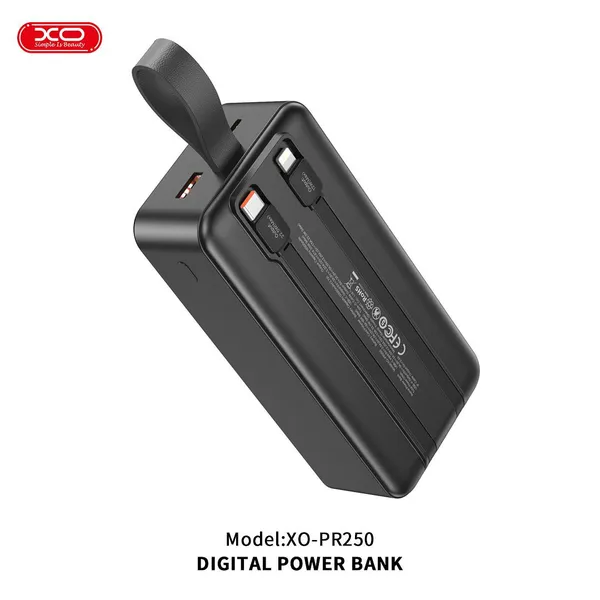 Sạc dự phòng XO PR250 - 30.000mAh, sạc nhanh đa năng, kèm 2 dây sạc