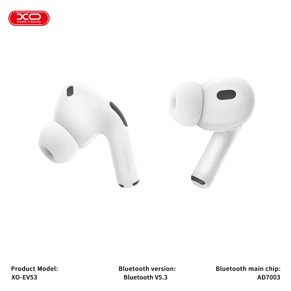Airpod Chống Ồn XO EV53 ANC - XO Việt Nam - Âm Nhạc Đỉnh Cao Không Giới Hạn, Airpod ORI, Airpod Bass Lớn, Tai Nghe Nhét Tai Không Đau
