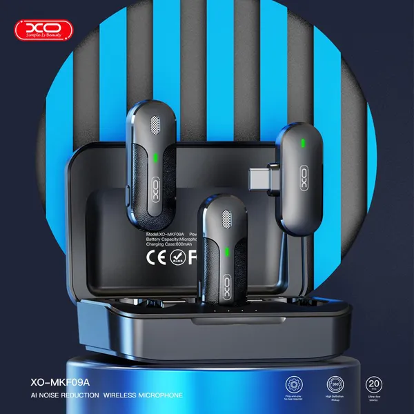 Combo 2 MIC Thu Âm Không Dây XO MKF09A – Giải Pháp Hoàn Hảo Cho Thu Âm Chuyên Nghiệp, Microphone Cài Áo