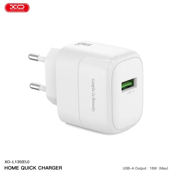 Bộ Sạc Điện Thoại XO L135 18W Hàng Chính Hãng, Nhỏ Gọn, An Toàn