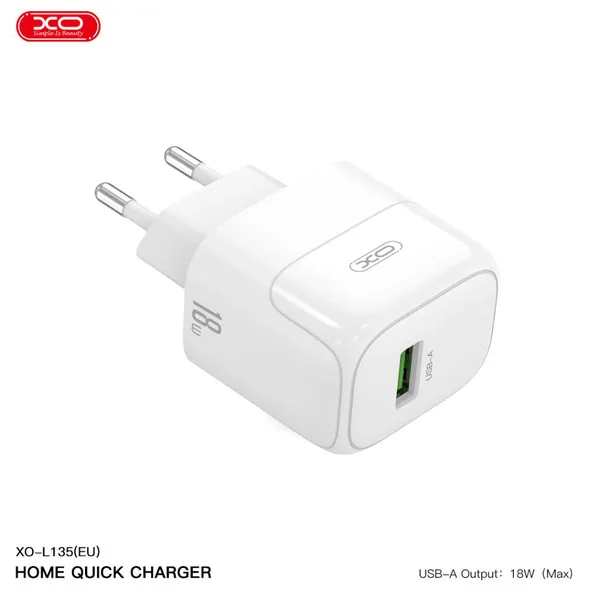 Bộ Sạc Điện Thoại XO L135 18W Hàng Chính Hãng, Nhỏ Gọn, An Toàn