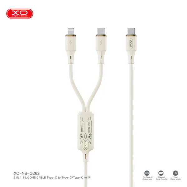 Dây Sạc Điện Thoại 2in1 XO Q262 - Sạc Nhanh 60W, Dây Sạc Nhiều Đầu Đa Năng Siêu Bền