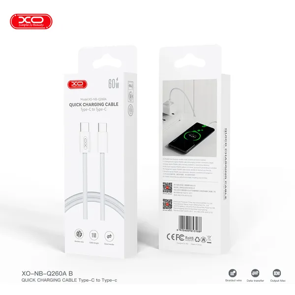 Dây Sạc Điện Thoại XO Q260 Công Suất 60W– Sạc Nhanh Tựa Gió, Độ Bền Tựa Thép