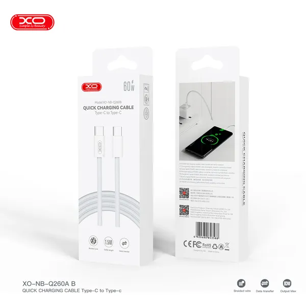 Dây Sạc Điện Thoại XO Q260 Công Suất 60W– Sạc Nhanh Tựa Gió, Độ Bền Tựa Thép