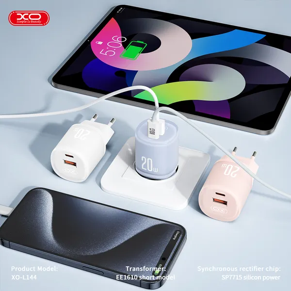 Sạc chất lượng cao, giá cực tốt - Đầu sạc XO L144 PD20W, trợ thủ đắc lực cho mọi thiết bị
