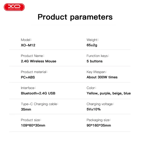 Chuột Wireless XO M12 - Thiết kế trong suốt, DPI cao, sạc pin tiện lợi.