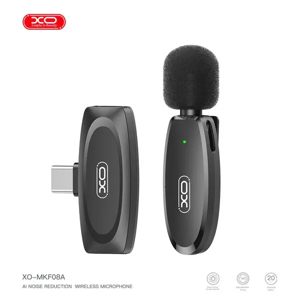MIC Thu Âm Không Dây XO MKF08 – Đỉnh Cao Công Nghệ Thu Âm Chuyên Nghiệp, Microphone Cài Áo Chân Type C / Lighting
