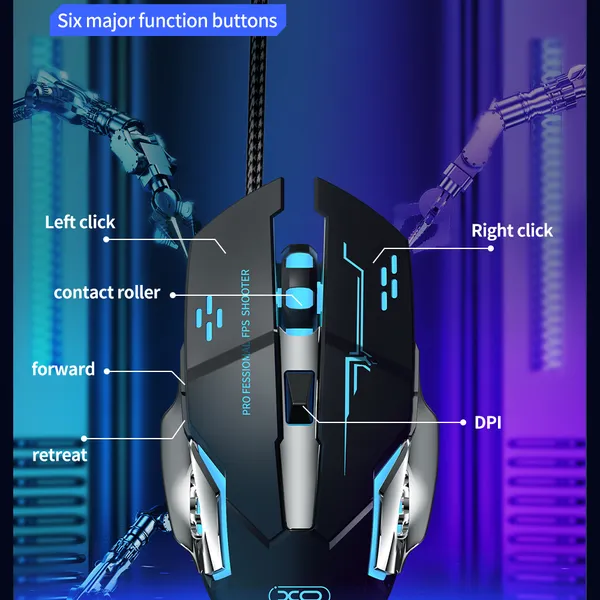 Chuột Laptop XO M10 - 6 Nút Chức Năng, Dành Cho Game Thủ Và Văn Phòng