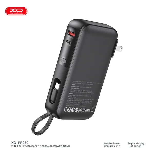 Pin Sạc Dự Phòng XO PR259 – Đỉnh Cao Công Nghệ, Sạc Nhanh PD22.5W, PD20W, Kèm Bộ Sạc Type C / Lighting