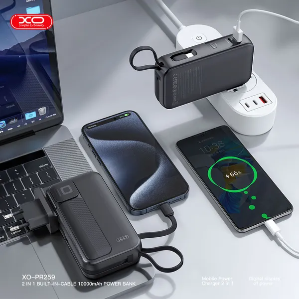 Pin Sạc Dự Phòng XO PR259 – Đỉnh Cao Công Nghệ, Sạc Nhanh PD22.5W, PD20W, Kèm Bộ Sạc Type C / Lighting