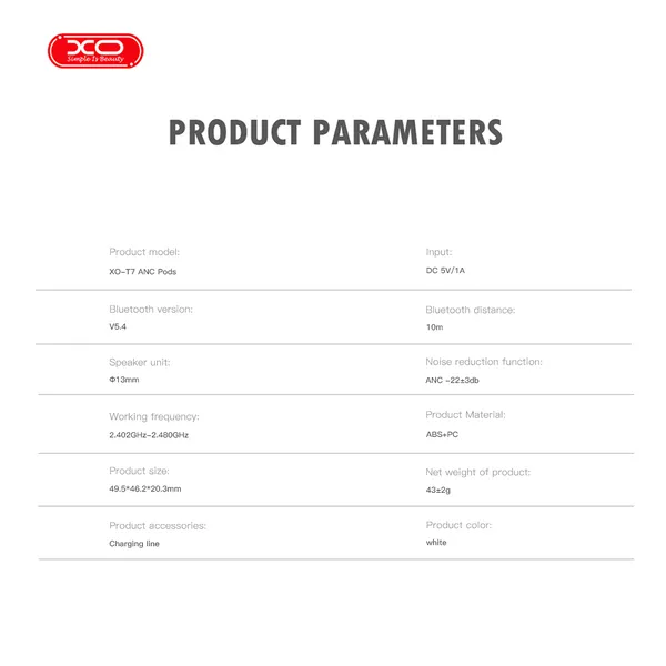 Tai Nghe Airpod Chống Ồn XO T7 ANC Pods: Âm Thanh Sống Động, Kết Nối Ổn Định, Pin Bền Bỉ