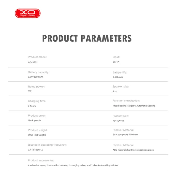 Bộ đấm boxing phát nhạc XO SF02 - Boxing theo nhạc, đèn LED, kèm găng tay