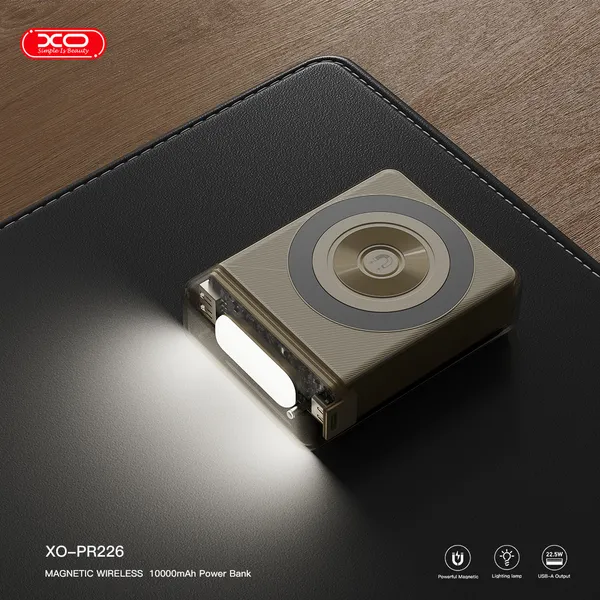 Sạc Dự Phòng Không Dây XO PR226 10,000mAh, Hỗ Trợ Sạc Nhanh, Kích Thước Nhỏ Gọn.