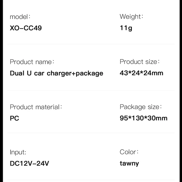 Đầu Sạc Ô Tô XO CC49 2 Cổng USB 2.4A: Sạc Nhanh, An Toàn Công Suất 12W