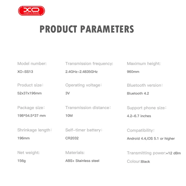 Gậy Chụp Ảnh Bluetooth XO SS13 – Công Cụ Hoàn Hảo Cho Mọi Khoảnh Khắc Chụp Ảnh