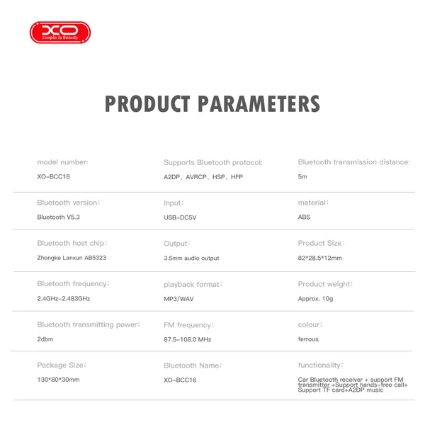 Bộ phát Bluetooth Ô Tô, Kết Nối Bluetooth V5.3 – XO BCC16