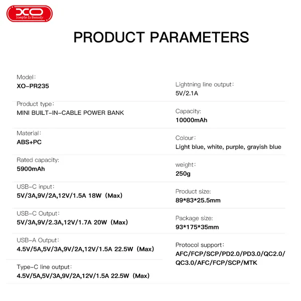 Sạc Dự Phòng XO PR235 Hỗ Trợ Sạc Nhanh QC22.5W/PD22W  - Sạc Đã Đời, Pin Không Lo Cạn
