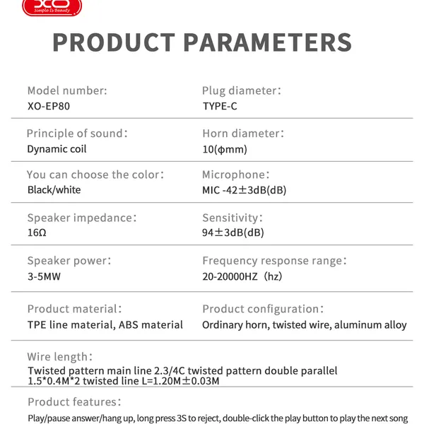 Tai Nghe Chân Type C XO EP80 – Trải Nghiệm Âm Thanh Tuyệt Vời