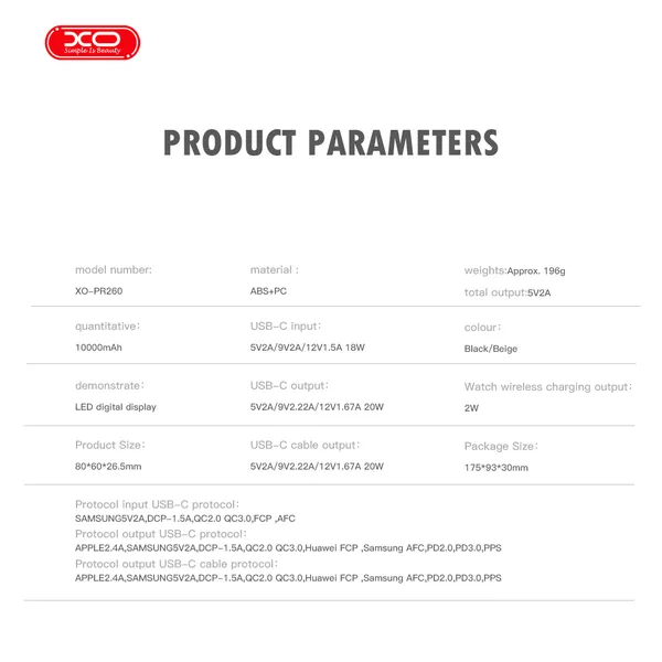 Pin Dự Phòng XO PR260 - Đỉnh Cao Công Nghệ Sạc Dự Phòng Không Dây, Công Suất Sạc PD20W