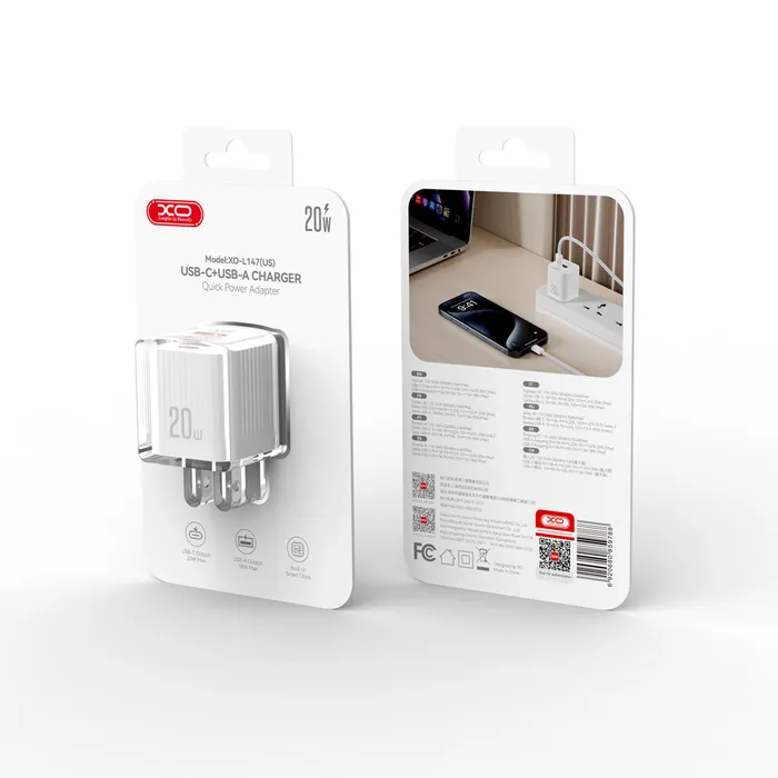 Củ sạc 20W XO L147 - Sạc siêu tốc, nhỏ gọn, lý tưởng cho sạc iPhone và Android.