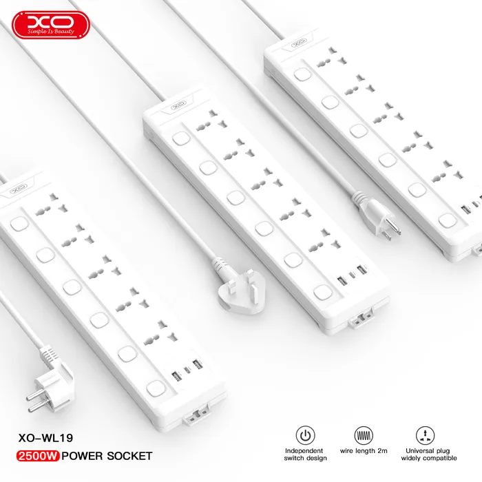Ổ điện đa năng XO WL19 (US) - 6 ổ cắm, 5 USB, sạc siêu tiện lợi