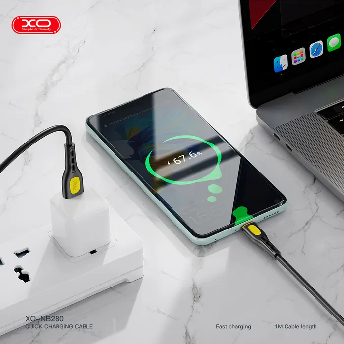 Dây sạc nhanh XO NB280 - Sạc siêu tốc 3A, dây sạc chất lượng cao cho mọi thiết bị.